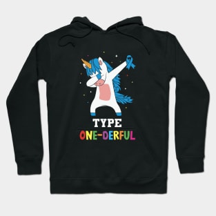 Type One-Derful Unicorn Funny Diabetic Type 1 Diabetes T1D Hoodie